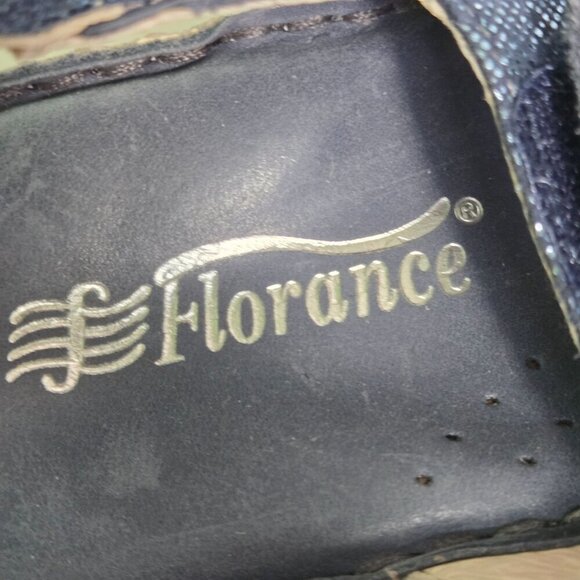 Florance Made In Italy Blue Leather Glitter Detail Strappy Sandals Size 6 - Picture 6 of 10